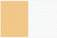 Simple Hand Drawn Irregular Geometric Vector Patterns. Freehand White Hearts And Blue Flowers On A Yellow And White Background. Infantile Style Abstract Vector Print Ideal For Fabric, Textile.