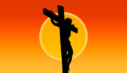 Wall Mural - jesus christ crucified on the cross at calvary hill illustration