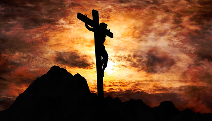 jesus christ crucified on the cross at calvary hill