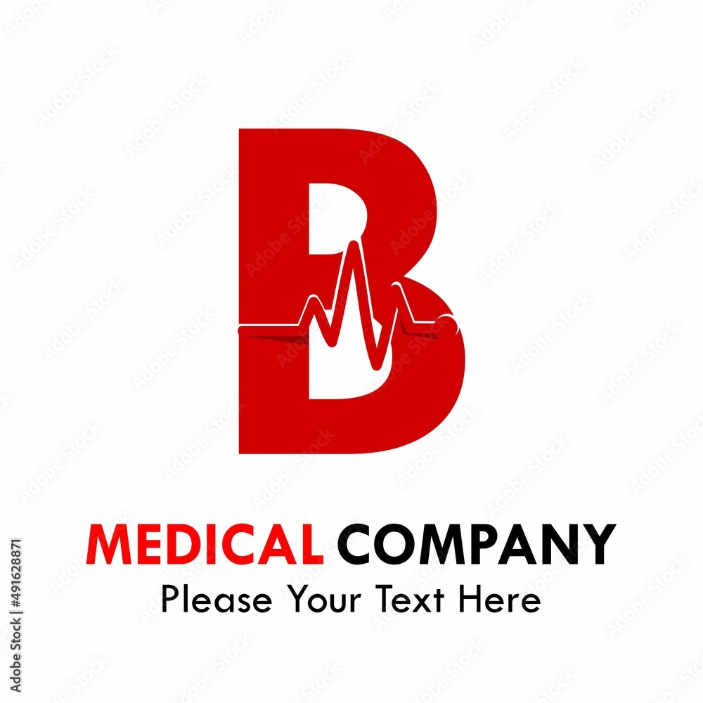 Letter b with cardiology symbol logo template illustration Stock Vector ...