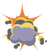Explosion and Bang Effect with Cloud of Smoke as High-pressure Gase Release. Bomb Detonation and Blast with Explosive Splash