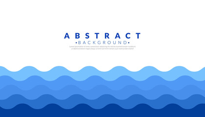 Blue Water wave line deep sea pattern background. Paper cut style concept. Vector illustration.