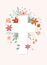 Flower Cross, Christian Wood Cross, Baptism, Floral Clipart, First Communion, Holy Spirit, Florals Arrangements, Easter Cross