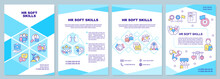 HR Soft Skills Blue Brochure Template. Employment Process. Leaflet Design With Linear Icons. 4 Vector Layouts For Presentation, Annual Reports. Arial-Black, Myriad Pro-Regular Fonts Used