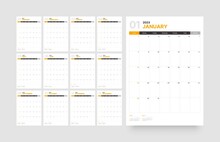 Wall Or Desk Calendar Template For 2023 With Week Start On Sunday. Diary Planner Template.