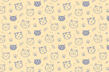 Cute Seamless Cats Pattern Background