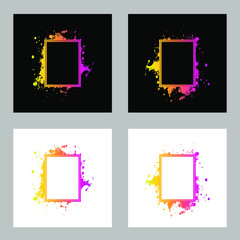 set of frame vector with splash and warm gradient color