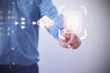 © Chaiwat - Businessman touching icon virtual online. Database and process automation to manage files, knowledge, and documentation in the company. Document Management System.