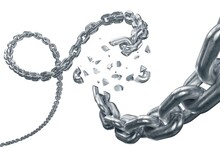 3D Illustration Of Broken Iron Chain