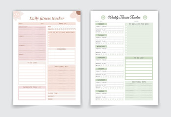 Fitness tracker log book template, Wellness Notebook, Activity Notebook, fitness Daily Planner