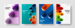 Colorful pamphlet design vector template composition. Amazing 3D spheres front page layout collection.