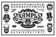 Barbershop logo Template, this vector set includes a logo template, vintage fancy font, and different vector illustrations.