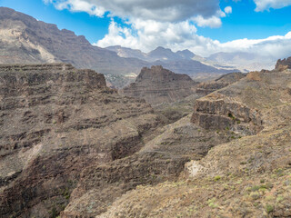 Canvas Print - View of Ansite Fortress from Guriete viewpoint, Grand Canary Island, Spain