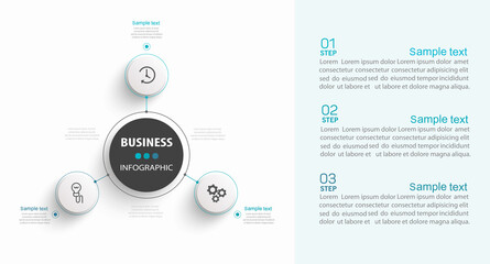 Wall Mural - business infographic design template with 3 options, steps or processes. can be used for workflow la