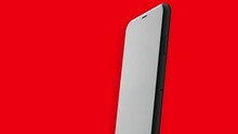 3D Model Of Black Phone On Isolated Background. Motion. Black Phone On Red Background. Black Phone Commercial