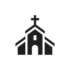 Christian church house classic icon in black color. Landmark location symbol for map.