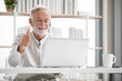 © offsuperphoto - senior businessman working with laptop computer and thumbs up pose