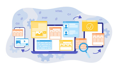Wall Mural - website page development. interface and design for website, programmers and designers, freelancers. 