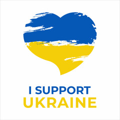 Wall Mural - Support for ukraine with heart symbol ukraine flag colors on white background