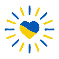 Wall Mural - Heart symbol with ukraine flag colors on white background