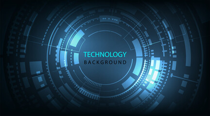 Poster - Graphic of futuristic digital technology background.Wide dark blue background with various technological elements. Hi-tech computer digital technology concept.Vector illustration.EPS 10
