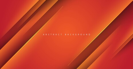 Modern abstract orange gradient background with gold line composition. eps10 vector