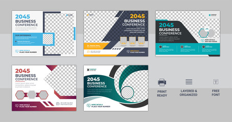 Wall Mural - corporate horizontal business conference flyer template bundle. corporate business flyer poster pamp
