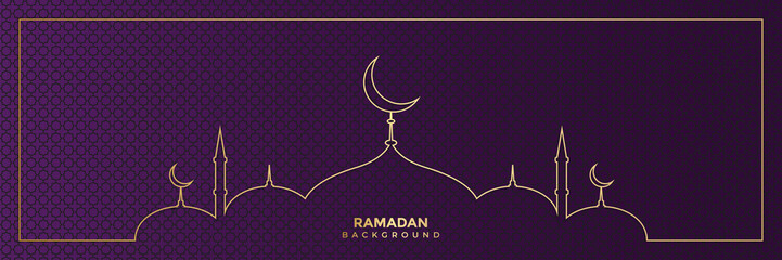 Wall Mural - ramadan kareem. gold purple moon and abstract luxury islamic elements background. decorative mandala