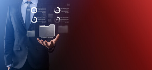 Business developer hand using board framework on virtual modern computer showing innovation Agile software development lean project management tool fast changes concept.Document Management System DMS