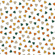 © FRESH TAKE DESIGN - White seamless pattern with colorful hearts with black outline.