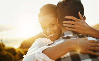 Canvas Print - I cant imagine life without him. Cropped shot of a loving couple spending the day on the beach.