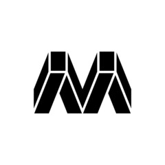 letter M with 3D style logo design