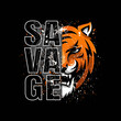 savage typography  style tiger vector illustration for t-shirt and other uses.