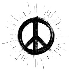 handdrawn peace sign on white background