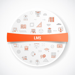 lms learning management system concept with icon concept with round or circle shape for badge