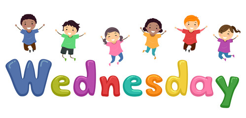 Sticker - Stickman Kids Wednesday Jump Illustration