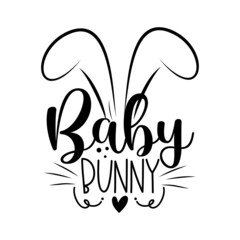 Wall Mural - Baby Bunny - cute bunny ears typography design for Easter.