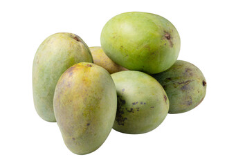 Beautiful delicious green mango isolated on white table background.