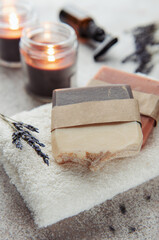 Wall Mural - Natural soap with dried lavender flowers