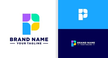 LETTER P LOGO MONOGRAM MODERN SIMPLE EDITABLE