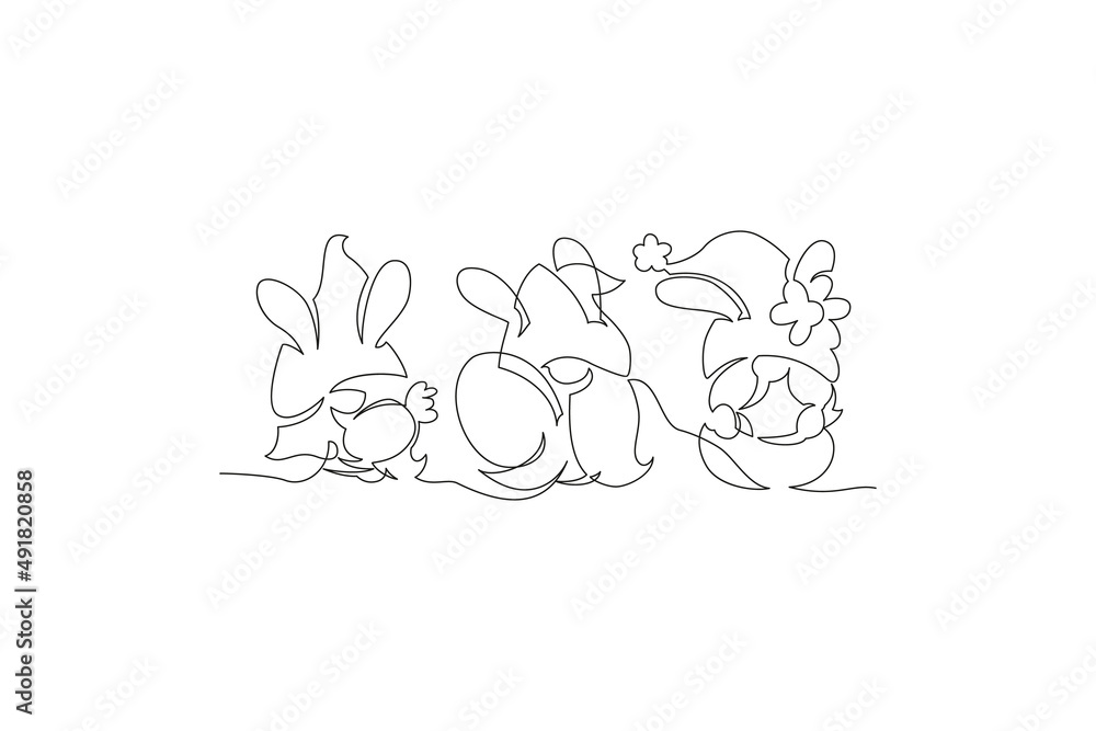 Vector illustration banner design cute gnomes with eggs for Easter and ...