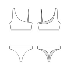 Wall Mural - Fashion technical drawing of two piece swimsuit