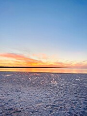 sunset on the beautiful firth in Ukraine, sea ​​salt on the estuary