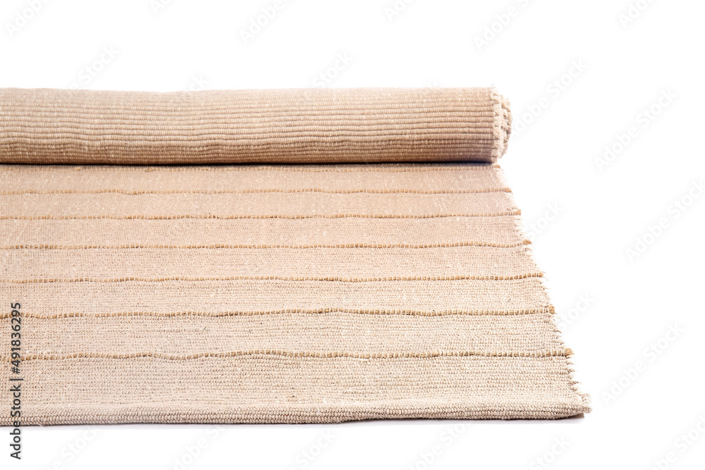 Modern fabric carpet on white background, closeup