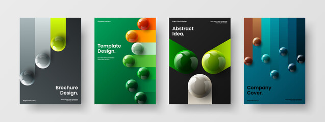 Wall Mural - multicolored journal cover design vector illustration bundle. minimalistic 3d spheres pamphlet templ