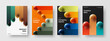 Vivid realistic spheres presentation template set. Premium book cover A4 design vector concept composition.
