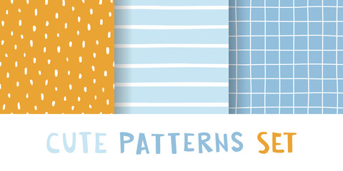 Wall Mural - geometric doodle baby patterns set. cute simple vector prints collection. decorative ornaments bundl