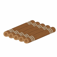 Wall Mural - wooden raft made of logs and boards, color isolated vector illustration in cartoon style