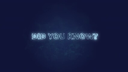 Poster - Did you know text. Plexus with text did you know. Plexus. 4K video