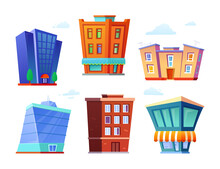 City Buildings - Modern Flat Design Style Object Set